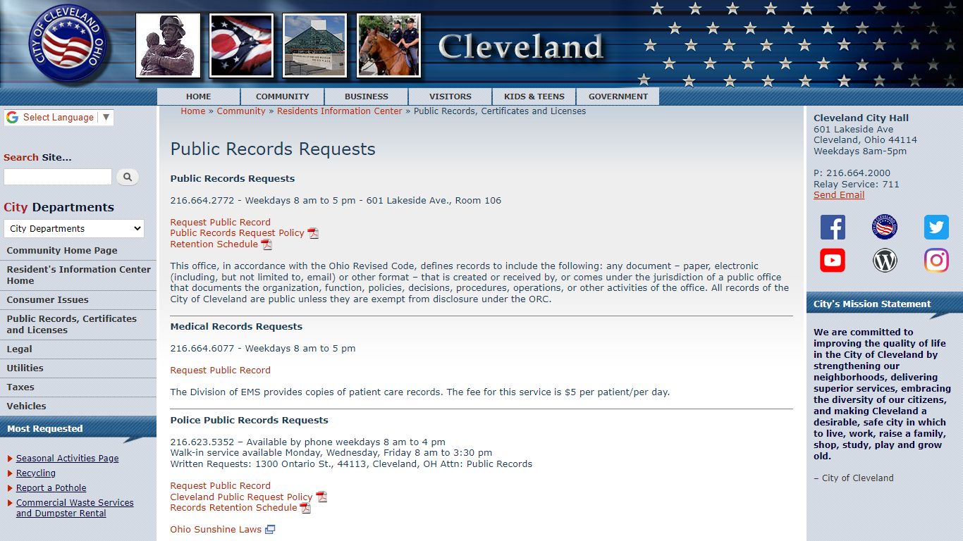 Public Records Requests | City of Cleveland