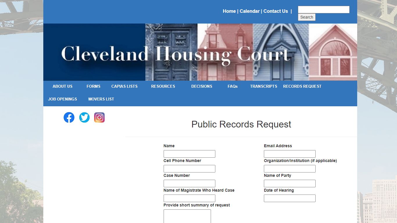 Public Records Request - Cleveland Municipal Court